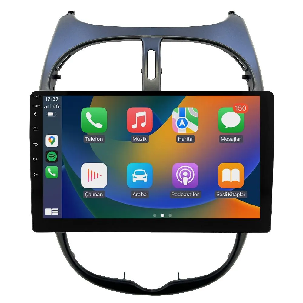 Peugeot 206 2006-11 9" Android Auto Apple CarPlay multimedya sistemi - Sultanbeyli Pendik Kartal montaj