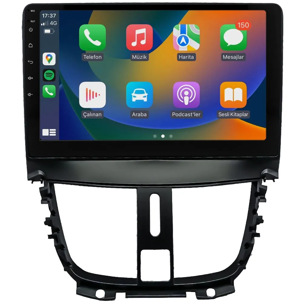 Peugeot 207 2006-12 9" Android Auto Apple CarPlay multimedya sistemi - Sultanbeyli Pendik Kartal montaj
